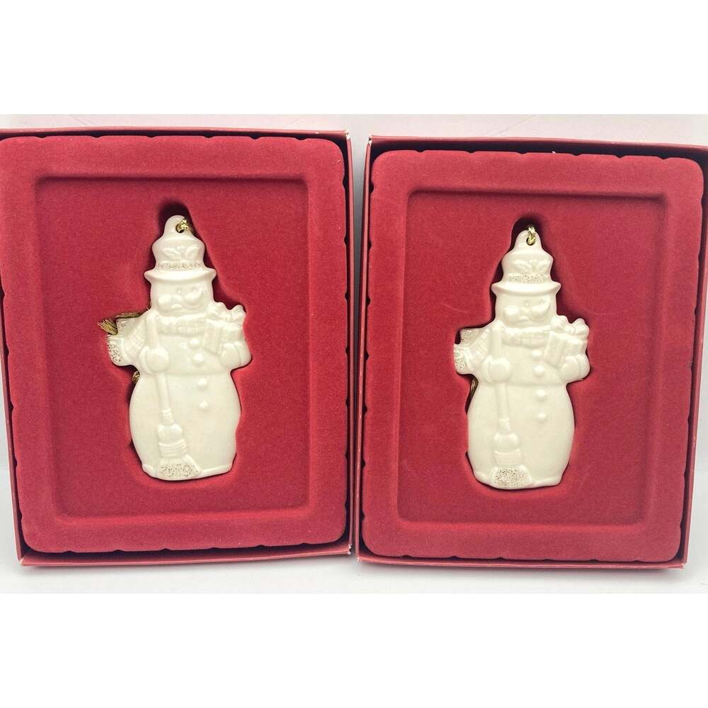Lenox Snowman Ornament-Set of 2 New open Box NIB